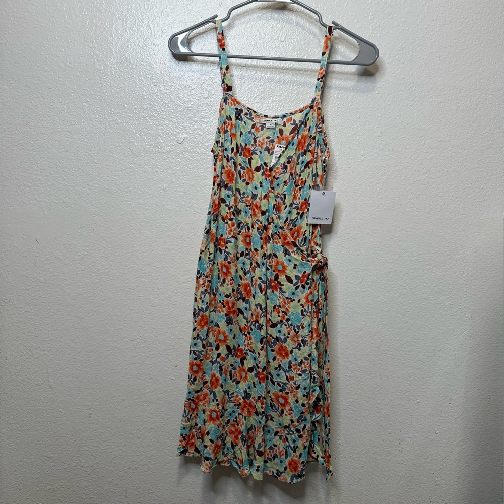 O’Neill Brando Floral Mini Spaghetti Strap Wrap Dress Size Medium New